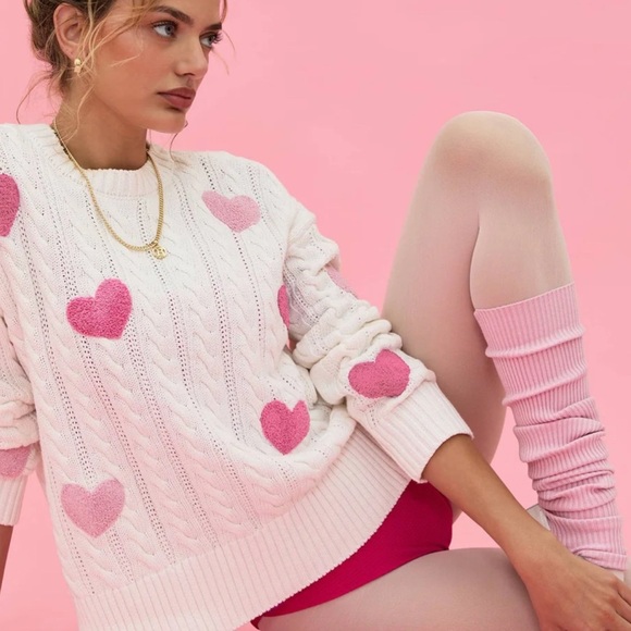 Beach Riot Callie Love XOXO Ivory Cable Sweater - Picture 1 of 6
